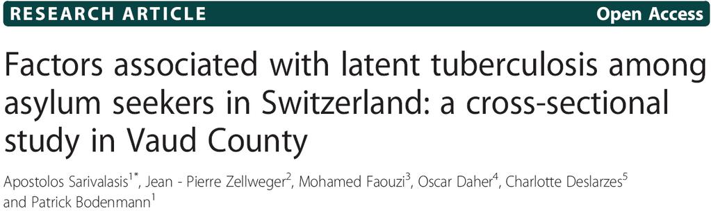 Articles High rate of completion of preventive therapy for latent tuberculosis infection among asylum seekers, Switzerland