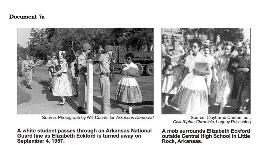 7a. Based on these photographs, what happened to Elizabeth Eckford as she