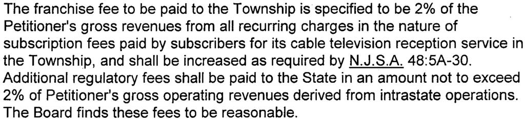 The Board finds this period to be of re-asonable duration. 5 The Township may review the performance of the Petitioner with regard to the ordinance at its discretion.