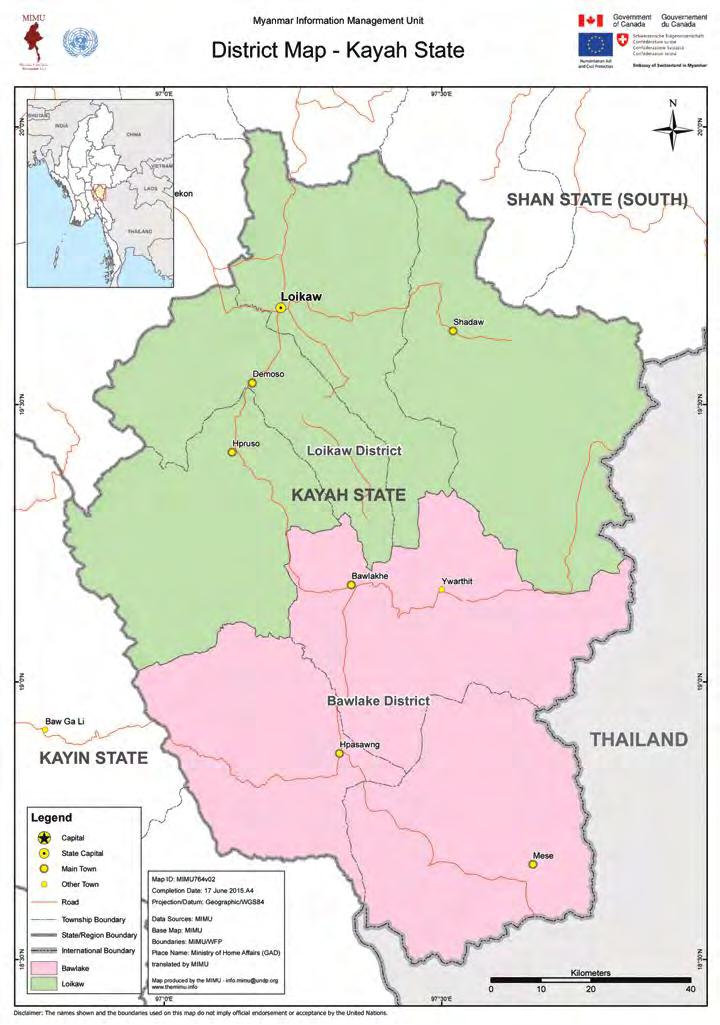 Kayah State borders Shan State to the north, Kayin State to the south and Mae Hong Son Province of Thailand to the east.