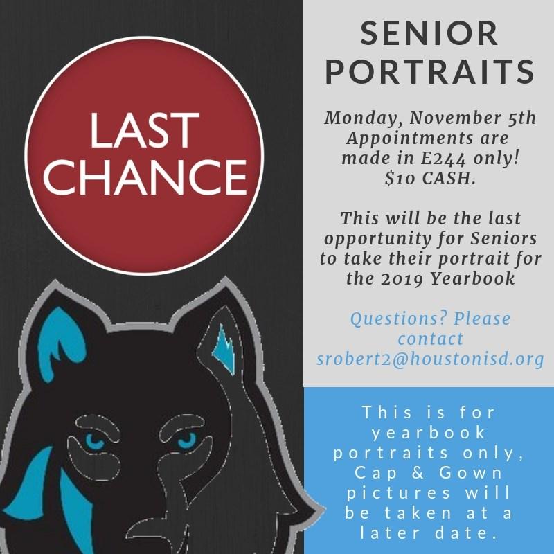 Page 10 Class of 2019 Wolf enews Last call for Senior Portraits to appear in the Yearbook!