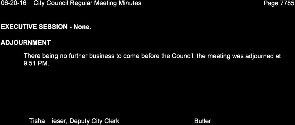 06-20-16 City Council Regular Meeting Minutes Page7785 EXECUTIVE SESSION - None.