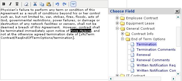 Field Clause Status Track It Risk Level Notes Clause Type Flag Clause Language Description standing of the clause such as Preferred or Alternative During clause creation, this status is set to Draft.