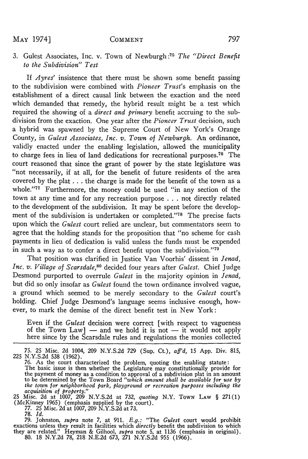 Villanova Law Review, Vol. 19, Iss. 5 [1974], Art. 7 MAY 1974] COMMENT 3. Gulest Associates, Inc. v.