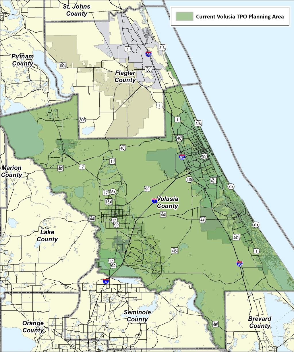 Ormond Beach, Pierson, Ponce Inlet, Port Orange, and South Daytona, as well as Beverly Beach Flagler Beach in Flagler County. (See Figure 2, page 4.