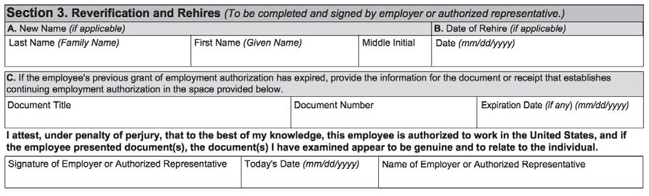 Section 3 Name changes Authorization has expired Rehiring How do we verify?