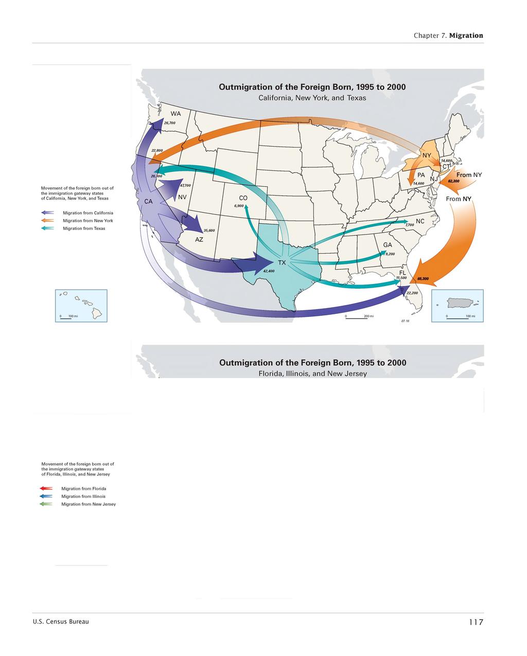 Outmigration of the Foreign Bom, 1995 to 2000 California, New York, and Texas 26,700 WA NY M ovem ent of the foreign