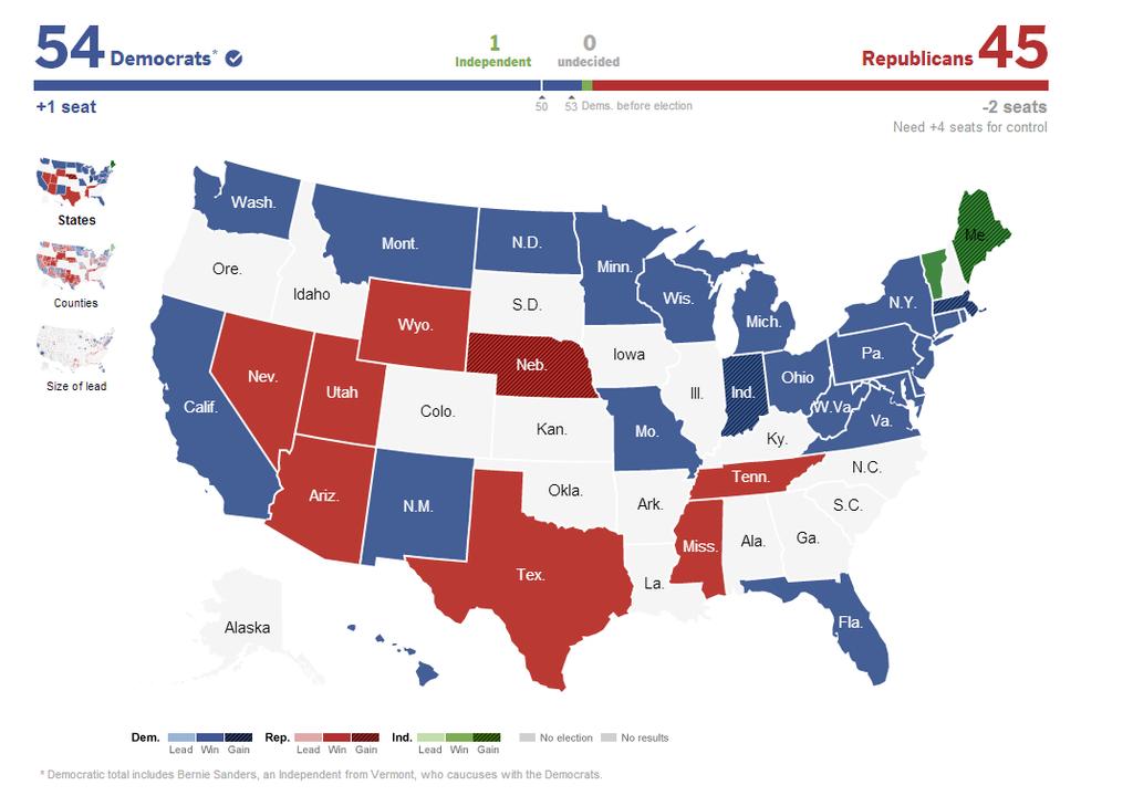 2012 Congressional Election U.S. Senate Map U.S. House Map Source: http://elections.nytimes.