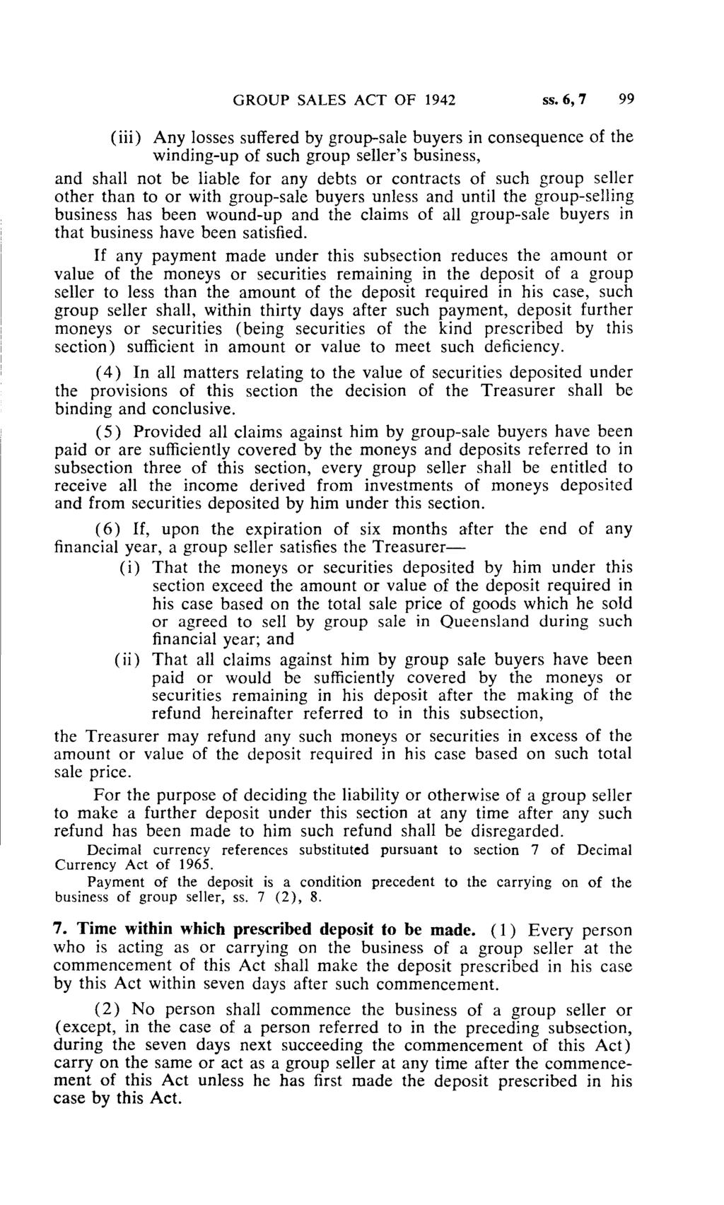 GROUP SALES ACT OF 1942 SS.