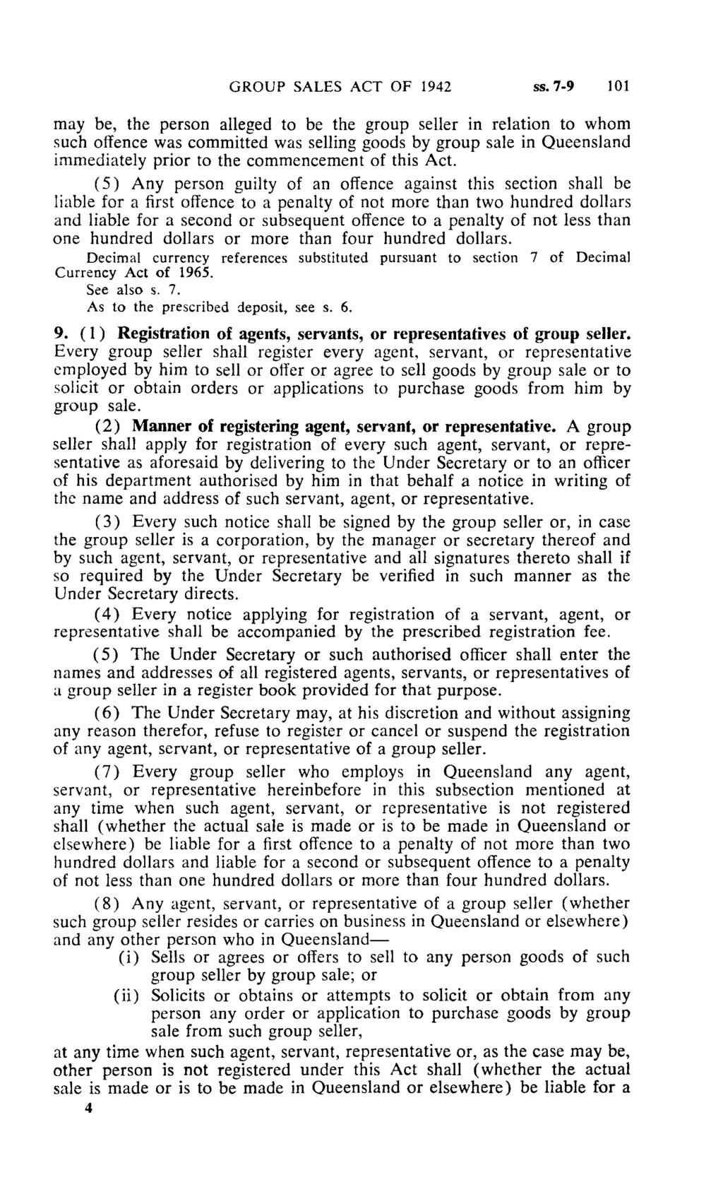GROUP SALES ACT OF 1942 ss.