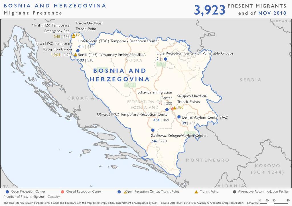 Migrants presence UN agencies in Bosnia and Herzegovina reported that estimated 4,5 to 6, migrants and refugees are residing in the country at the end of.