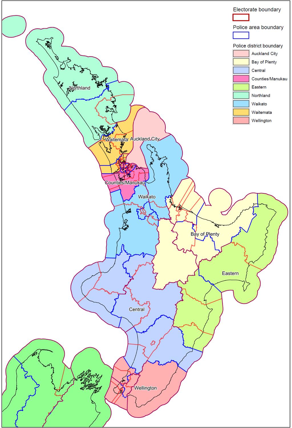 Appendix B: Police district and general electorate boundaries From