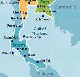 Survey Locations The map shows the survey locations in five Zones of Thailand in fishing and seafood manufacturing.