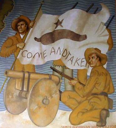 1835 The Texans refused to return the cannon. Instead they hung a flag on the cannon with the words Come and Take It.