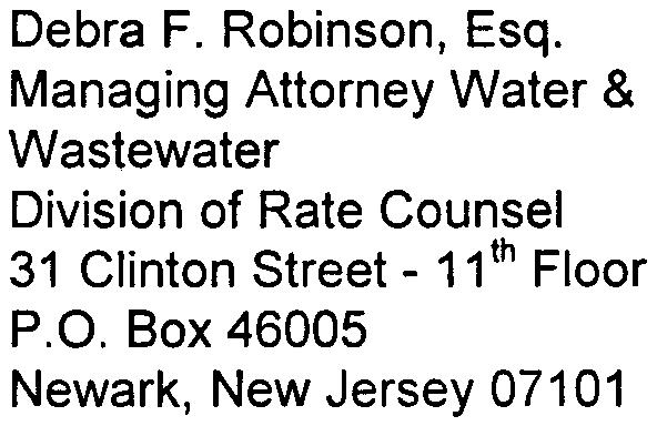 Bureau of Rates Newark, New Jersey 07102 Stefanie A. Brand, Esq., Director Debra F. Robinson, Esq.