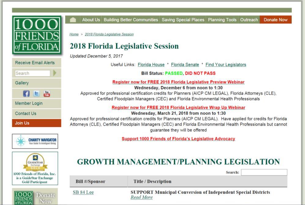 Check out our Legislative Webpage! Available at: www.