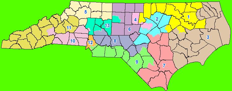 528) In the lists above, North Carolina, Florida, and the districts within those states have bolded font since the boundaries of the districts within the Sunshine State and