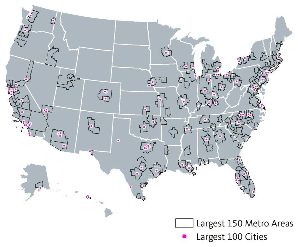 Regional indicators database Coverage: 150 largest metros 100 largest cities 50 states United States Key Sources: IPUMS U.S. Census Bureau Geolytics BRFSS Woods & Poole Economics, Inc.