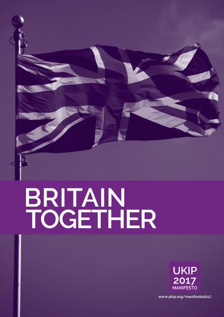 UK Independence Party The UK Independence Party launched its manifesto on 25 May 2017, called Britain Together. The manifesto pledges to be the guard dogs of.