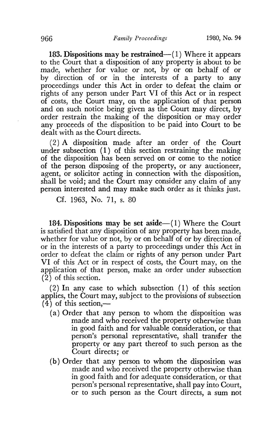 966 Family Proceedings 1980, No. 94 183.