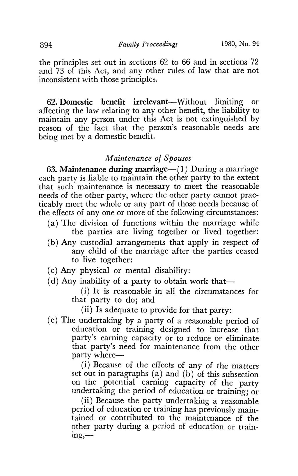 894 Family Proceedings 1980, No. 94 the principles set out in sections 62 