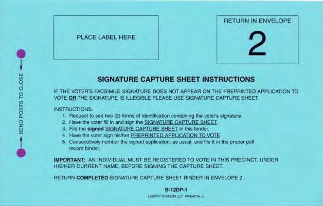 POLLWATCHER REGISTER ENVELOPE Form B11-ADP Signature Verification Two judges to verify signatures - must be one from