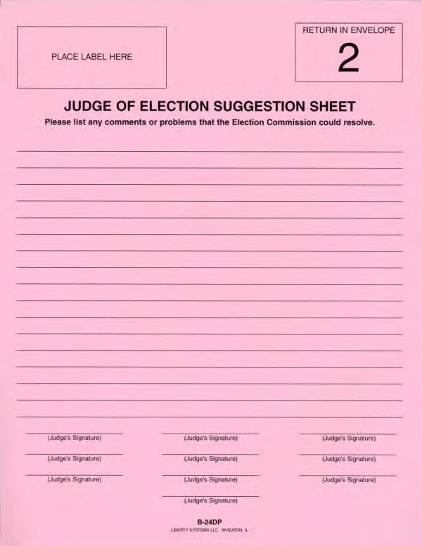 REPORTS TO ELECTION AUTHORITY Judges of Election are asked to report the names of registered
