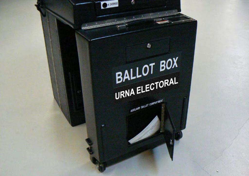 STEP 1: CHECK AUXILIARY BALLOT COMPARTMENT Using the black key, open the Auxiliary Ballot Compartment of the Ballot Box and remove any ballots which may have been deposited during the day (if the