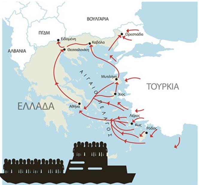 ARRIVALS FROM THE SEA PER MONTH (2015-2016) REFUGEES FLOWS TO AND FROM GREECE This population