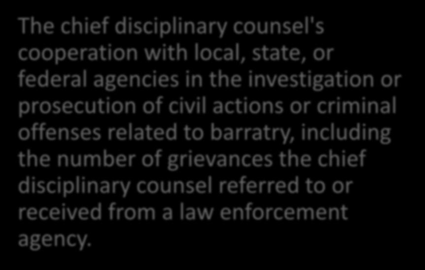 actions or criminal offenses related to barratry, including the number of