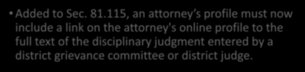 8. Online Attorney Profiles Added to Sec. 81.