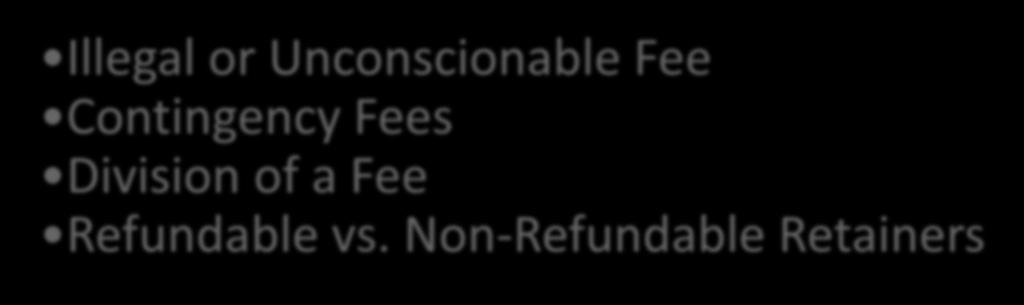 Violations: Fees <1% Illegal or Unconscionable Fee Contingency