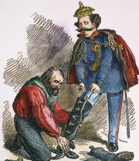 DOCUMENT-BASED INVESTIGATION Historical Source Right Leg in the Boot at Last In this 1860 British cartoon, the king of Sardinia is receiving control of lands taken by the nationalist Garibaldi.