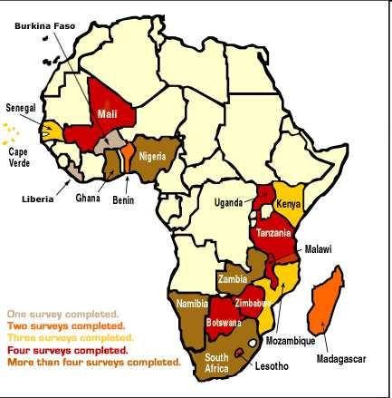 Coverage of Afrobarometer Surveys,