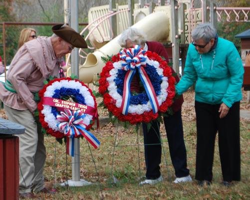 VETERANS DAY COMMEMORATION November 11, 2015 # Following the Veterans Day Parade, members of the Col. Stephen Trigg Chapter participated in the annual commemoration ceremony at the West Cadiz Park.