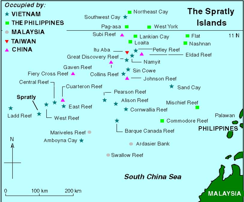 South China Sea: Paracels and Spratlys PRC, Taiwan,
