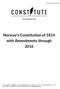Norway's Constitution of 1814 with Amendments through 2016