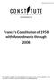 France's Constitution of 1958 with Amendments through 2008