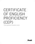 CERTIFICATE OF ENGLISH PROFICIENCY (CEP)