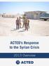 ACTED. ACTED s Response to the Syrian Crisis Overview