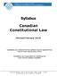 Syllabus. Canadian Constitutional Law