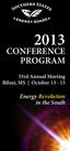 CONFERENCE PROGRAM. 53rd Annual Meeting Biloxi, MS October Energy Revolution in the South