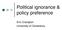 Political ignorance & policy preference. Eric Crampton University of Canterbury