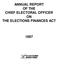 ANNUAL REPORT OF THE CHIEF ELECTORAL OFFICER ON THE ELECTIONS FINANCES ACT