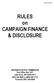 RULES on CAMPAIGN FINANCE & DISCLOSURE