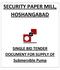 SECURITY PAPER MILL, HOSHANGABAD. SINGLE BID TENDER DOCUMENT FOR SUPPLY OF Submersible Pump
