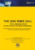 THE 2005 ROME CALL FOR A COMMON ACTION IN THE YEAR OF THE MEDITERRANEAN
