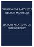 CONSERVATIVE PARTY 2017 ELECTION MANIFESTO SECTIONS RELATED TO UK FOREIGN POLICY