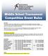 Middle School Tournament Competition Event Rules
