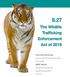 S.27. The Wildlife Trafficking Enforcement Act of Columbia University ENVP U9230. Workshop in Applied Earth. Systems Management II